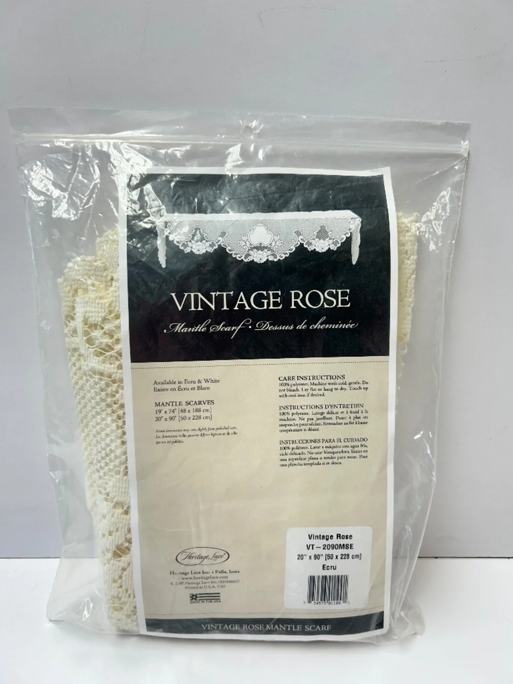 NWT Heritage Vintage Rose Mantle Scarf Ecru 20